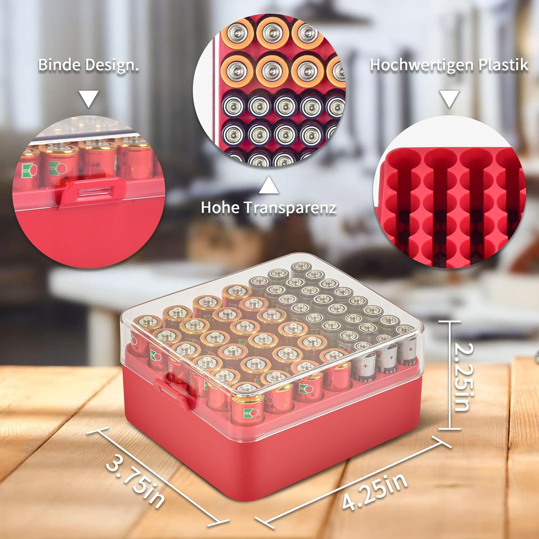 Batterie Organizer Aufbewahrungskoffer, Batterie Vault Box Container für 48pcs AA AAA Batterien, Kun