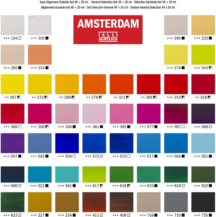 Amsterdam Talens Acrylfarben-Set General Selection 48", 48 x 20 ml