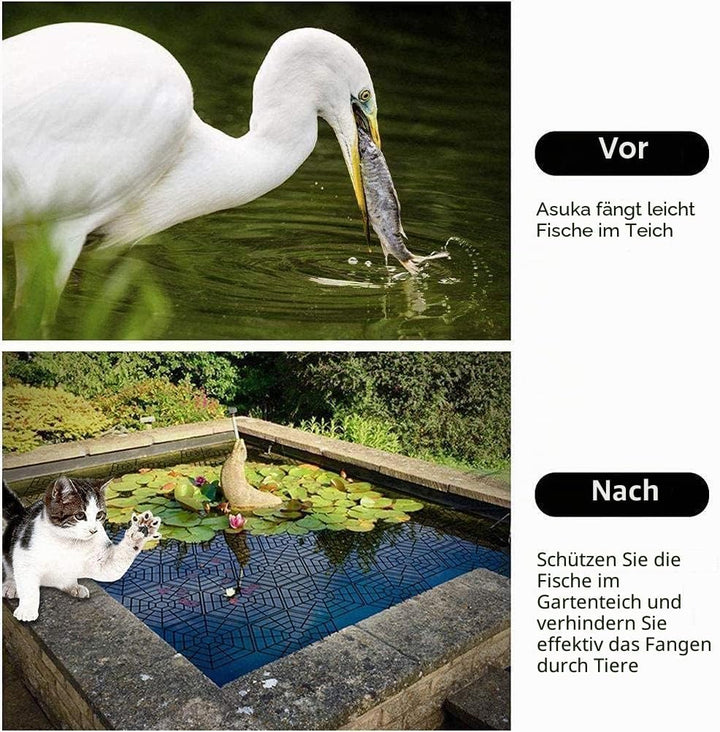 Teichschutz, 10 Stück, Schützt Fische vor Reihern, Katzen und Anderen Raubtieren, Schwarz (A), A