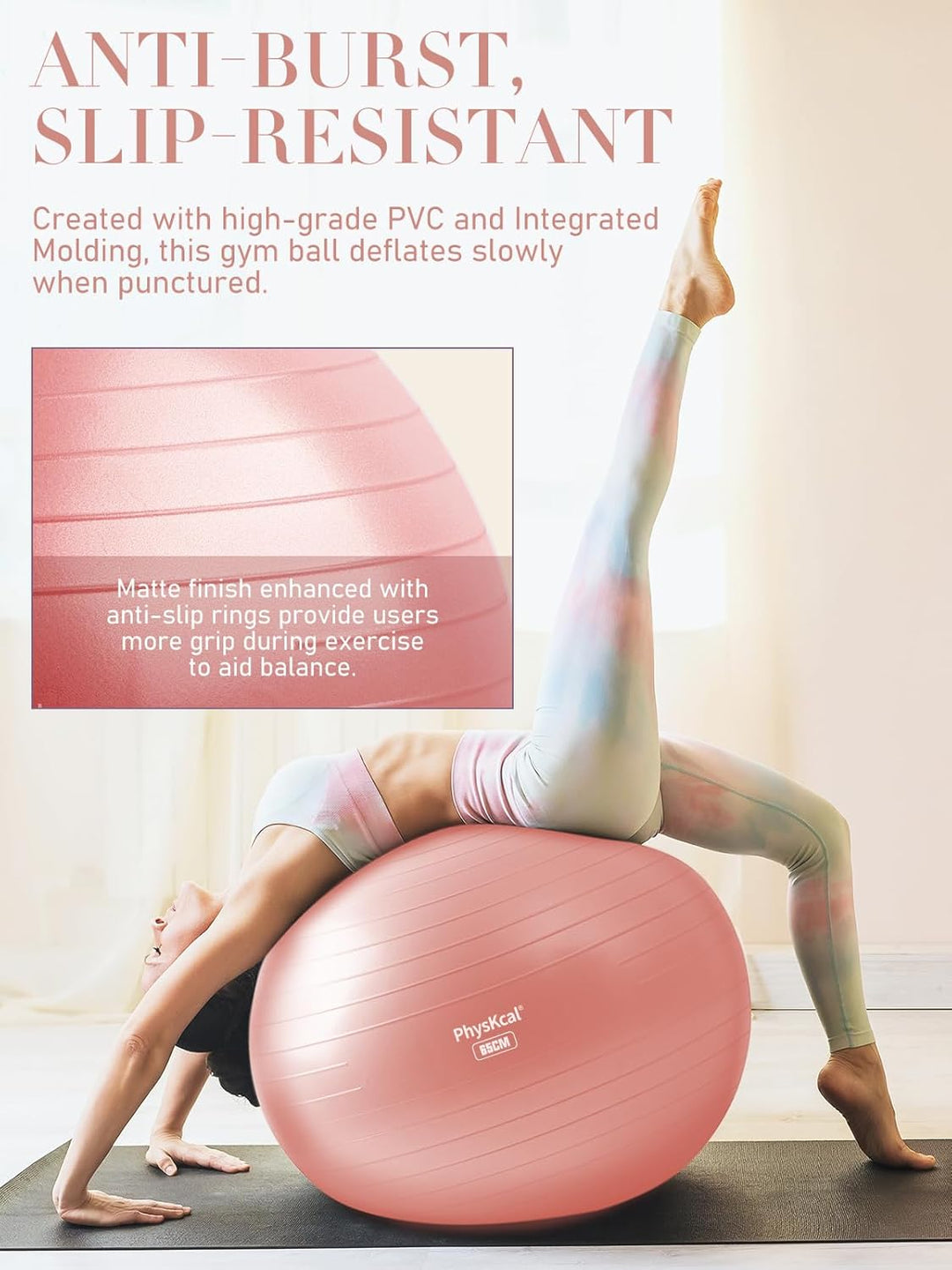PhysKcal Gymnastikball und 23 cm Pilatesball Set, Anti Burst Gymnastikball, Anti-Rutsch-Sitzball, Ba