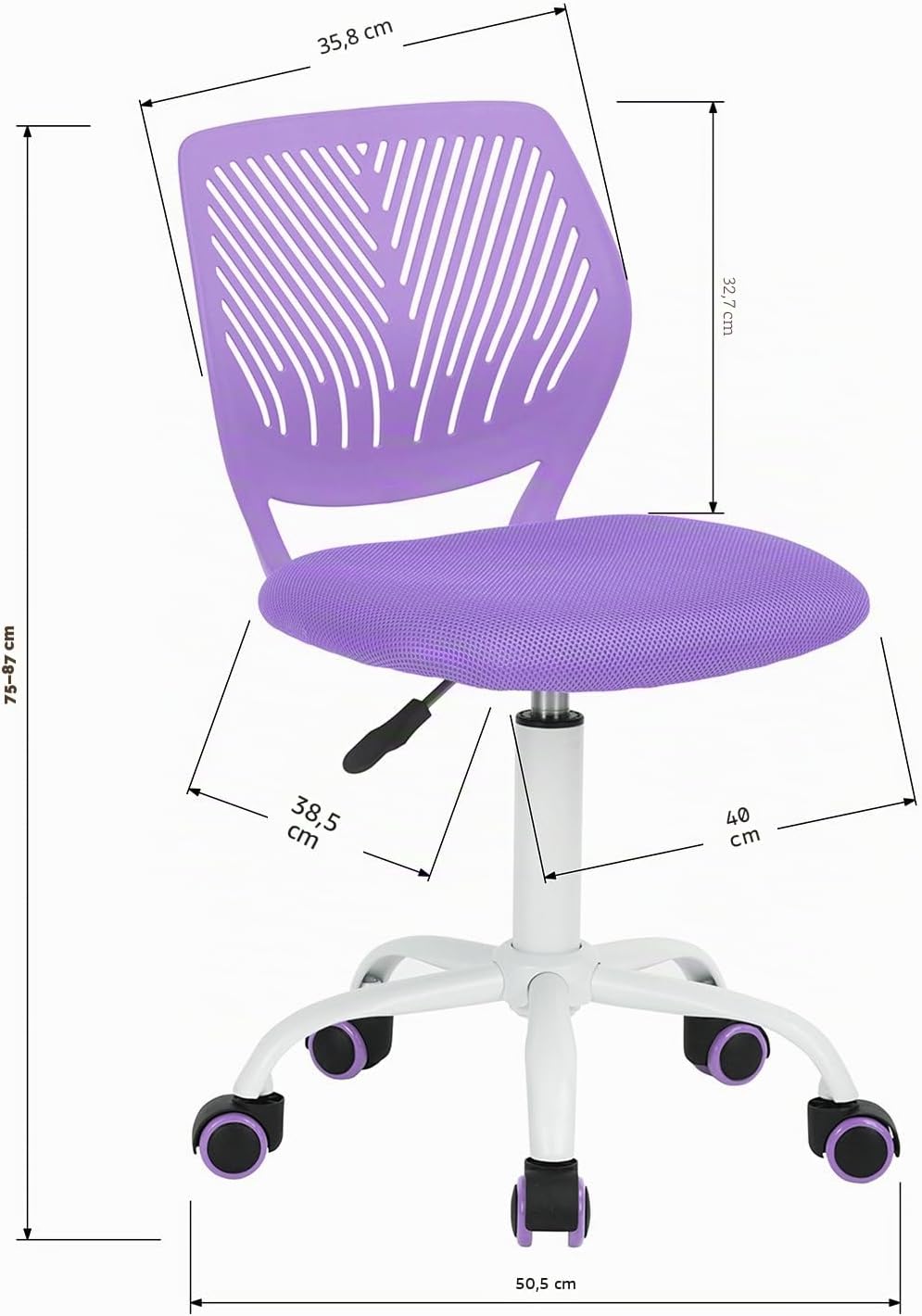 Homy Casa 2er Set Lila Schreibtischstuhl Verstellbarer Drehstuhl Bürostuhl Stoffsitz Ergonomischer A