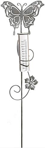 Novaliv Wetterstation I Regenmesser Glas Schmetterling I Wetterfest Garten Dekoration I Wassermengen