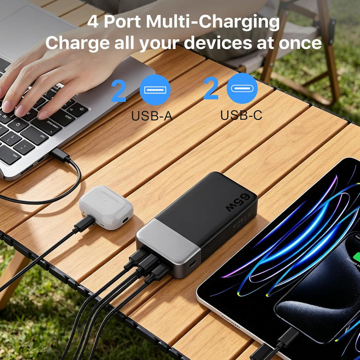 NOBIS 45W Power Bank Powerbank 20000mAh Schnellladung, 2×USB‑C (in/Out) & 2×USB‑A, Digitalanzeige &