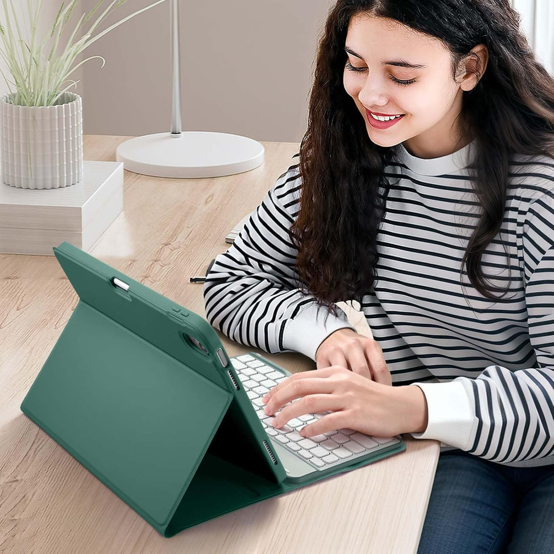 Vobafe Hülle mit Tastatur für iPad A16 11/10 Generation (2025/2022, 10,9/11 Zoll), Magnetisch Abnehm