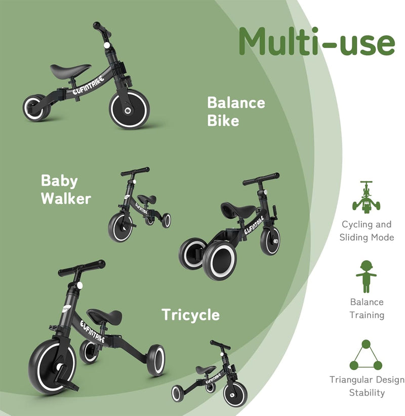 besrey 5 in 1 Laufräder Laufrad Kinderdreirad Dreirad Lauffahrrad Lauflernhilfe für Kinder ab 1 Jahr