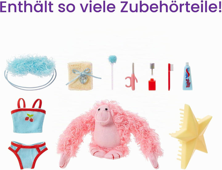 Bratz Slumber Party - Meygan Modepuppe - Mit 2 Pyjama-Garnituren, Plüschtier und Accessoires - Für K
