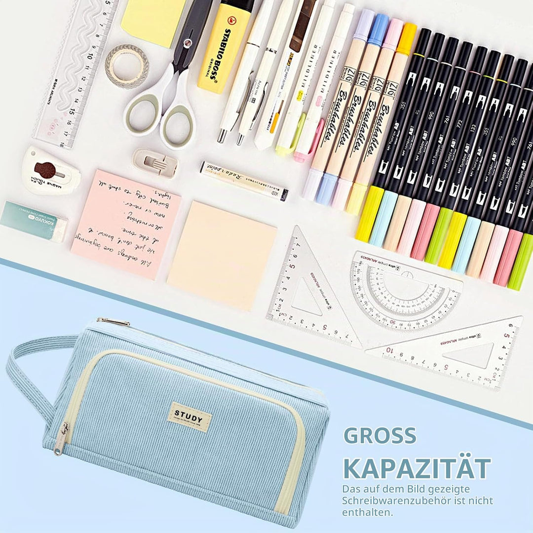 KALIDI Federmäppchen Mäppchen Federtaschen 2 Fächer, extra gross Pencil Case Stifte Etui Schule, Aes