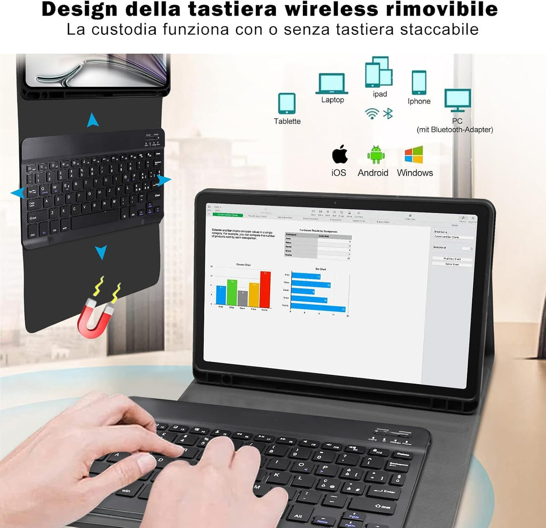 Tastatur Hülle für Samsung Galaxy Tab А9 Plus 2023 11 Zoll,Italienisches Layout