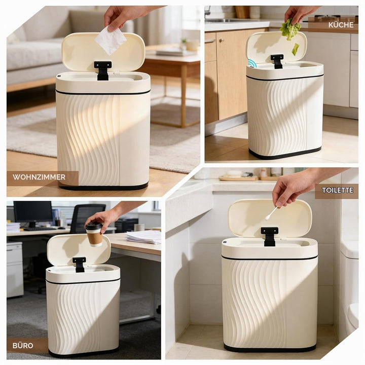 PORFOYO Mülleimer Mit Sensor, 8 L Elektrischer Mülleimer, Wasserdicht Geruchsdicht Automatischer Abf