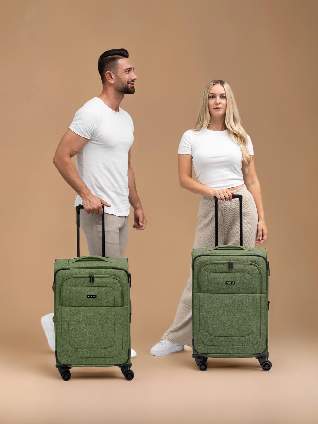REDOLZ MEDIUM Weichschalen Koffer für Männer & Frauen | Leichter Trolley 67 cm mit 4 Doppelrollen &