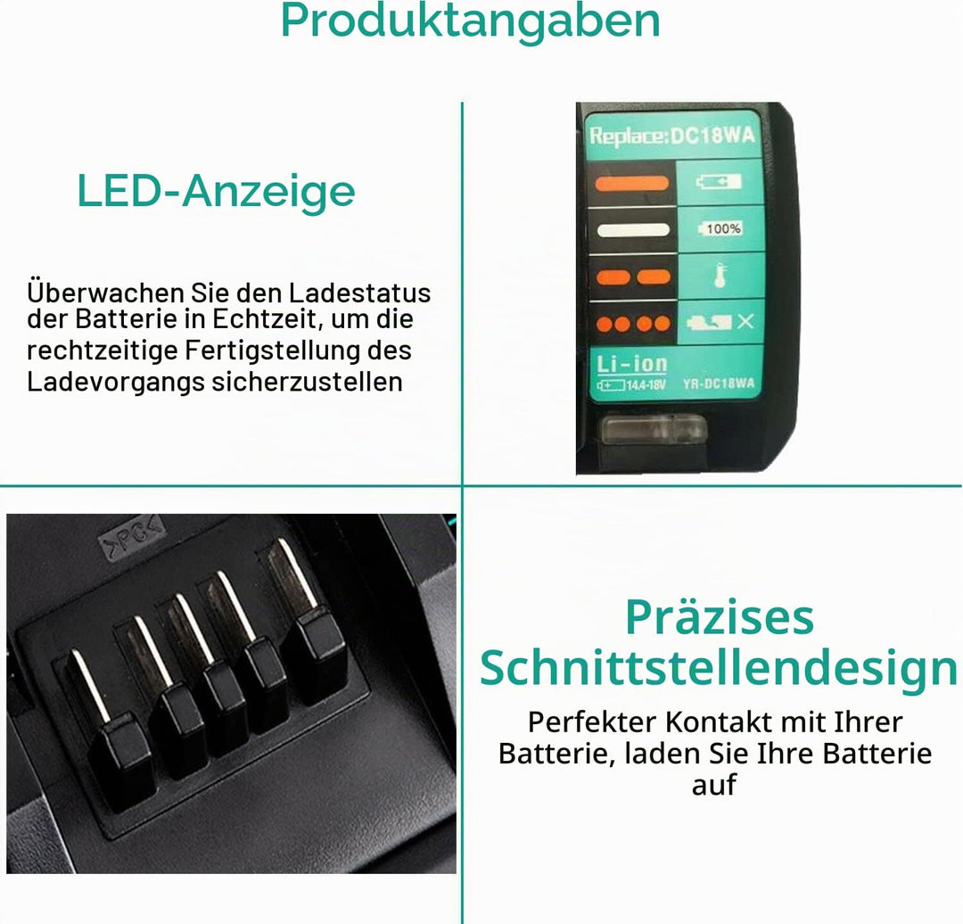 Aelcouth®Kompatibel Für Makita DC18WA Ladegerät 14,4V-18V G-Series Elektrowerkzeug 100V-240V 2.0A fü