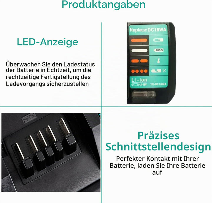 Ersetzen Für Makita Ladegerät DC18WA 100V-240V 2.0A Lithium-Ionen-Ladegerät, 14,4-18 V für Makita G-