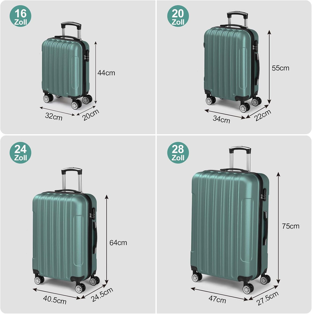 LALAHO Kofferset 4 teilig Hartschale, Koffer Set aus ABS, Reisekoffer mit Rollen Gross, Hartschalenk