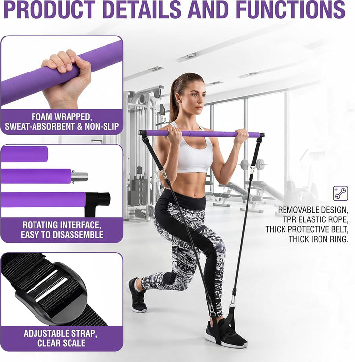 Pilates Set Dreisegment Sechsrohrsatz Pilates Kit Mit Removable Design TPR Elastic Rope Thick Iron R