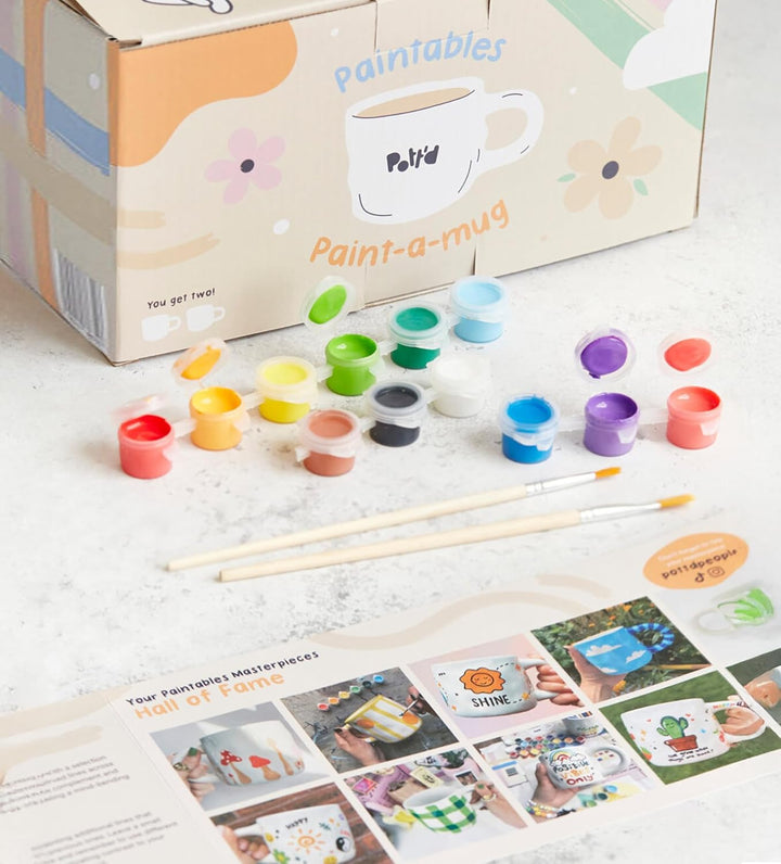 Pott'd Paintables Tasse Malset Einzel- oder Doppel-Keramik-Malset für Erwachsene Keramik Malset enth