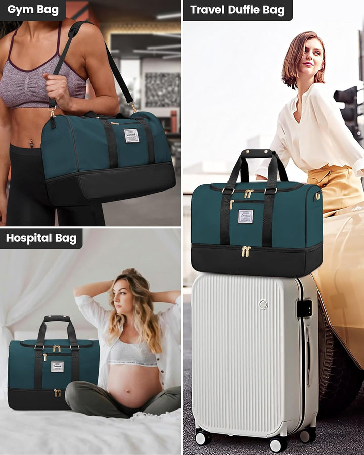 LOVEVOOK Sporttasche Reisetasche Damen, 37L Weekender mit Kulturtasche, Schuhfach & Nassfach, Sport