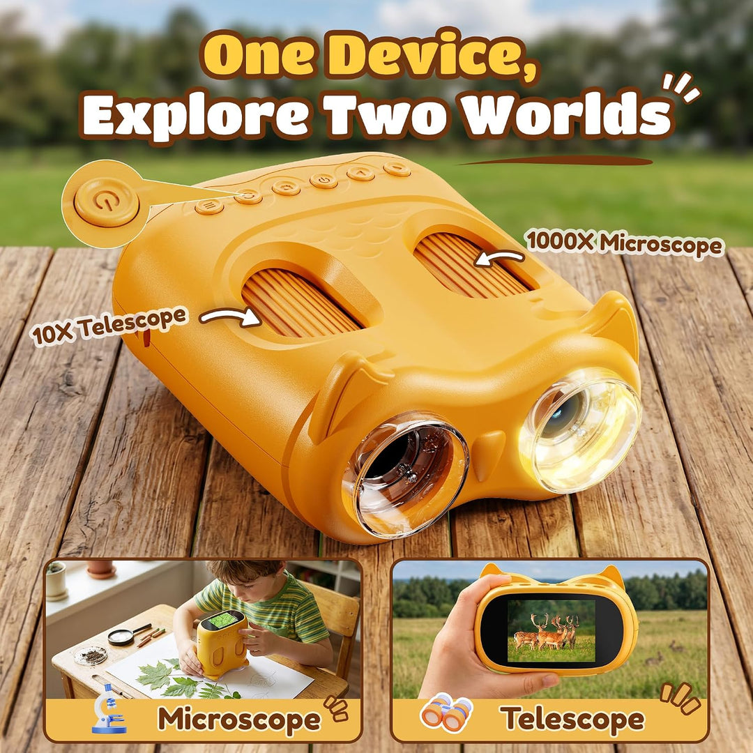 1000X Digital Mikroskop für Kinder Pocket: 2-in-1 Lupe und Teleskop - Geschenk für Jungen Mädchen ab