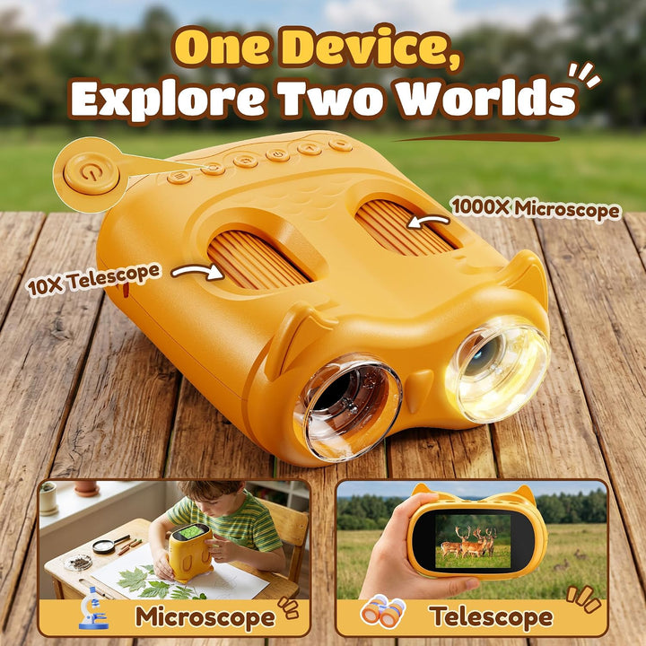 1000X Digital Mikroskop für Kinder Pocket: 2-in-1 Lupe und Teleskop - Geschenk für Jungen Mädchen ab