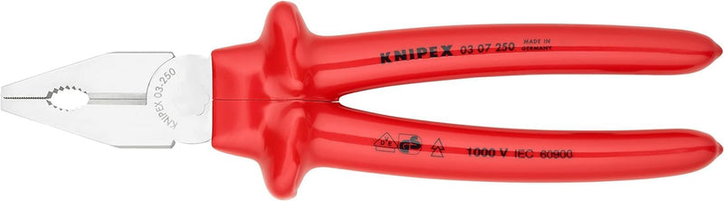 Knipex Kombizange verchromt, tauchisoliert, VDE-geprüft 250 mm 03 07 250 250 mm verchromt Tauchisoli