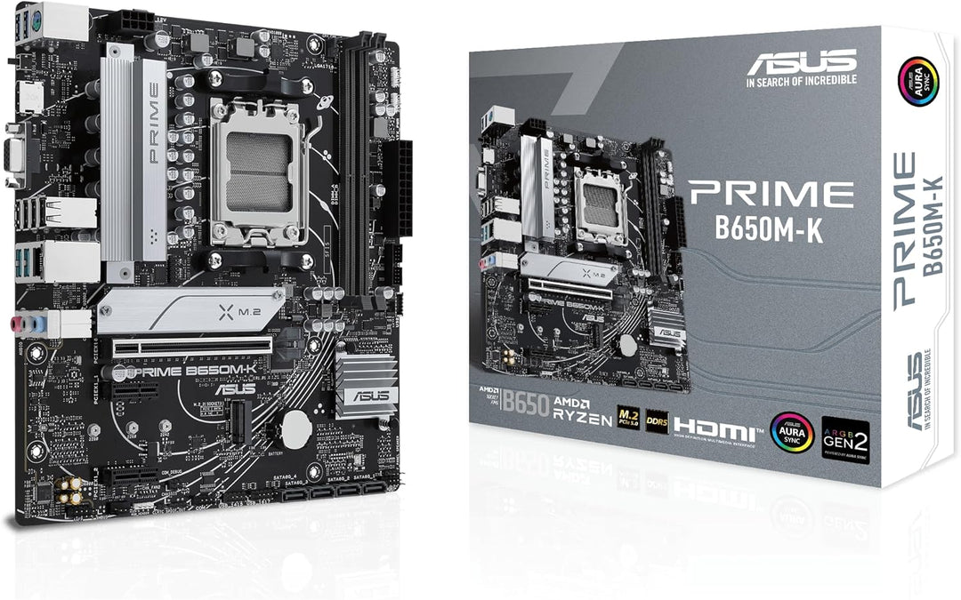 ASUS Prime B650M-K Mainboard Sockel AMD AM5 (Ryzen 7000, Micro-ATX, DDR5 Speicher, PCIe 5.0, BIOS Fl
