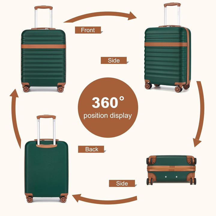 KONO Kofferset 3-teilig Trolley Reisekoffer leicht aus ABS+PC mit 4 Rollen Hartschalenkoffer TSA Sch