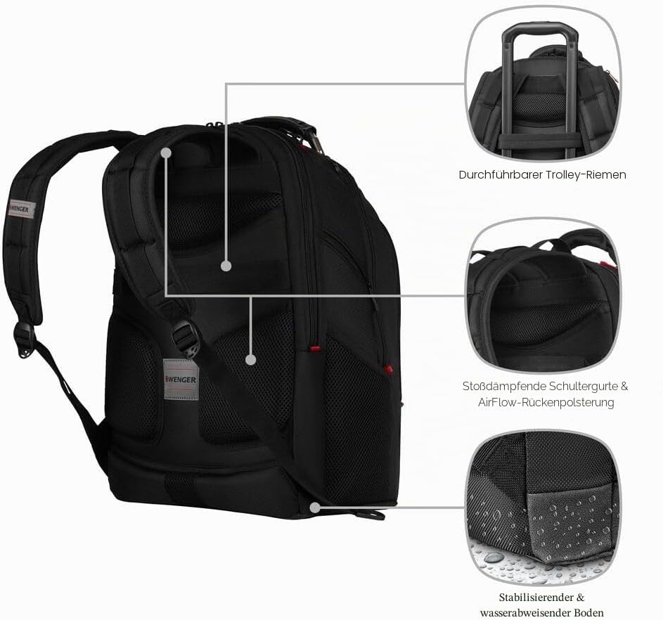 WENGER Ibex Deluxe Laptop-Rucksack, Notebook 14 bis 16 Zoll, Tablet bis 10 Zoll, 26 l, Damen Herren,