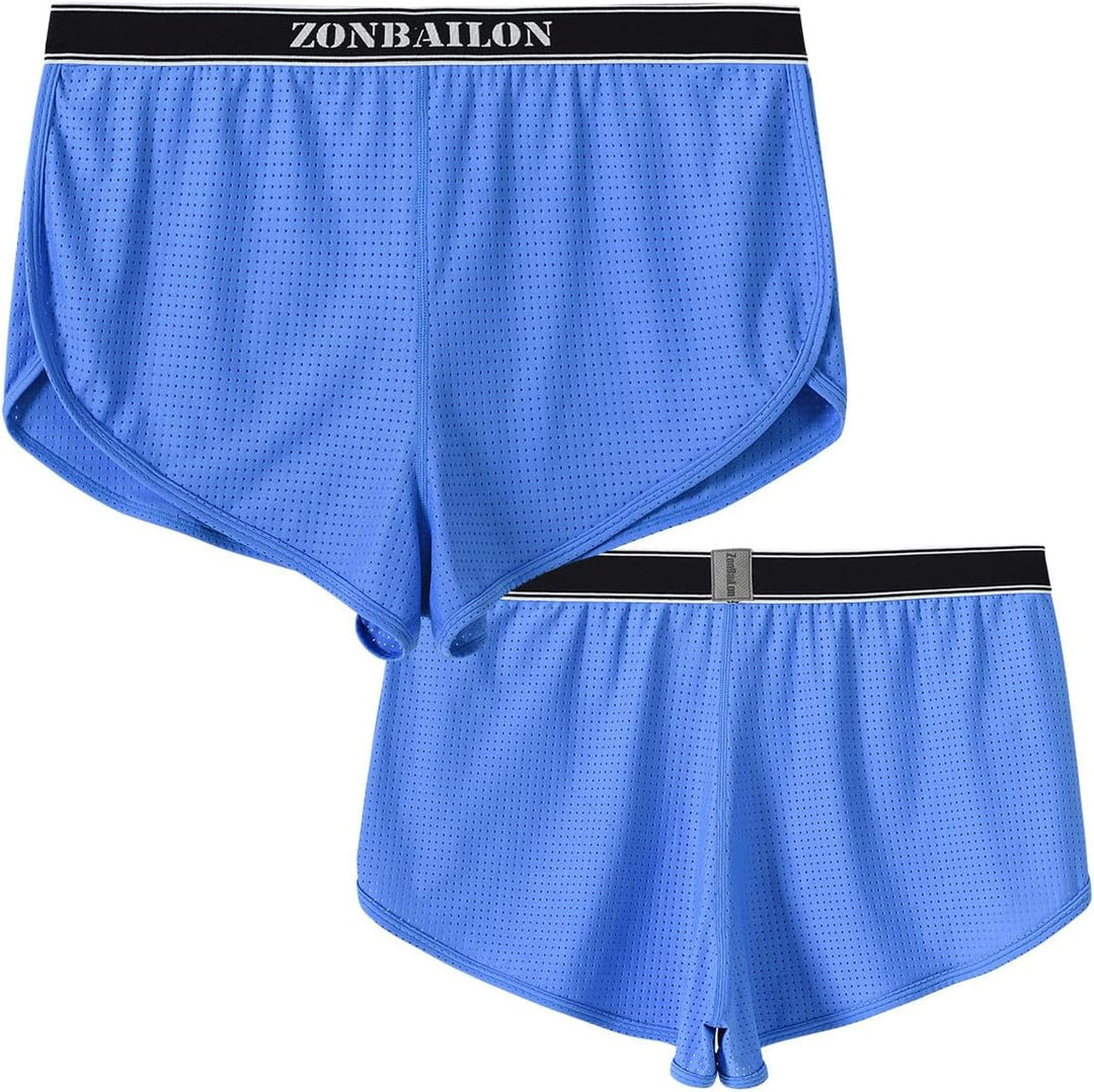 Herren Transparent Sexy Boxershorts Männer Atmungsaktiv Bequem Unterhose Seitlichem Schlitz Mesh Des