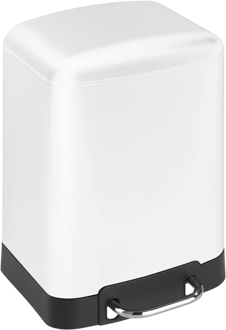 WENKO Treteimer Studio Easy-Close Weiss 6 L - Mülleimer mit Absenkautomatik Fassungsvermögen: 6 l, S