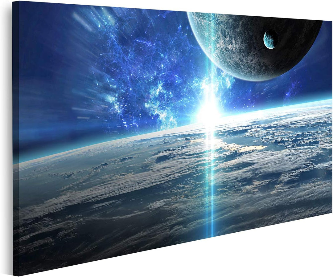 islandburner Bild auf Leinwand Universum Szene Planeten Sterne Und Galaxien Raum Bilder Wandbilder P