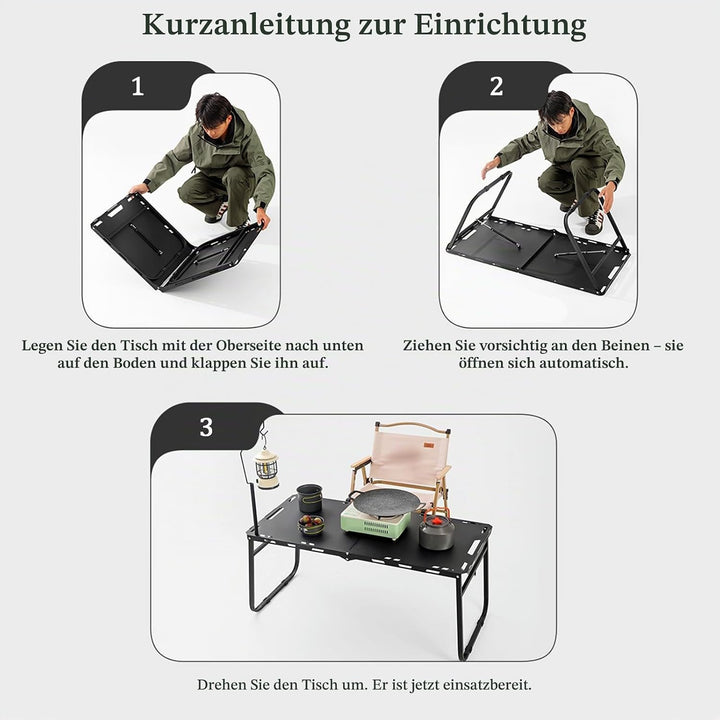 Camping Tisch Klappbar 84 x 42cm mit Lampenhalter für 4 Personen | Camping Klapptisch, Falttisch mit