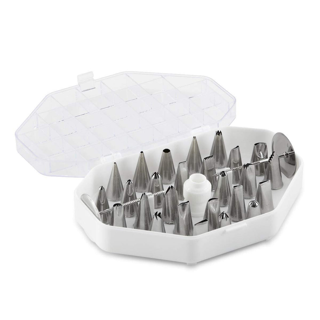 thermohauser Set Kleine Tüllen (Edelstahl, PE), 29-teilig., verschiedene Tüllen inkl. zwei Blumennäg