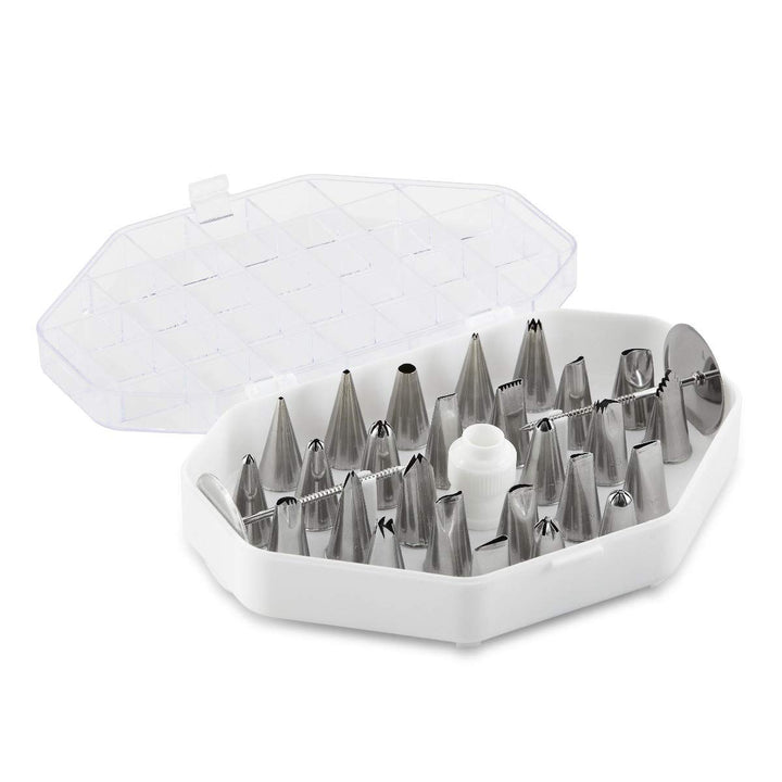 thermohauser Set Kleine Tüllen (Edelstahl, PE), 29-teilig., verschiedene Tüllen inkl. zwei Blumennäg