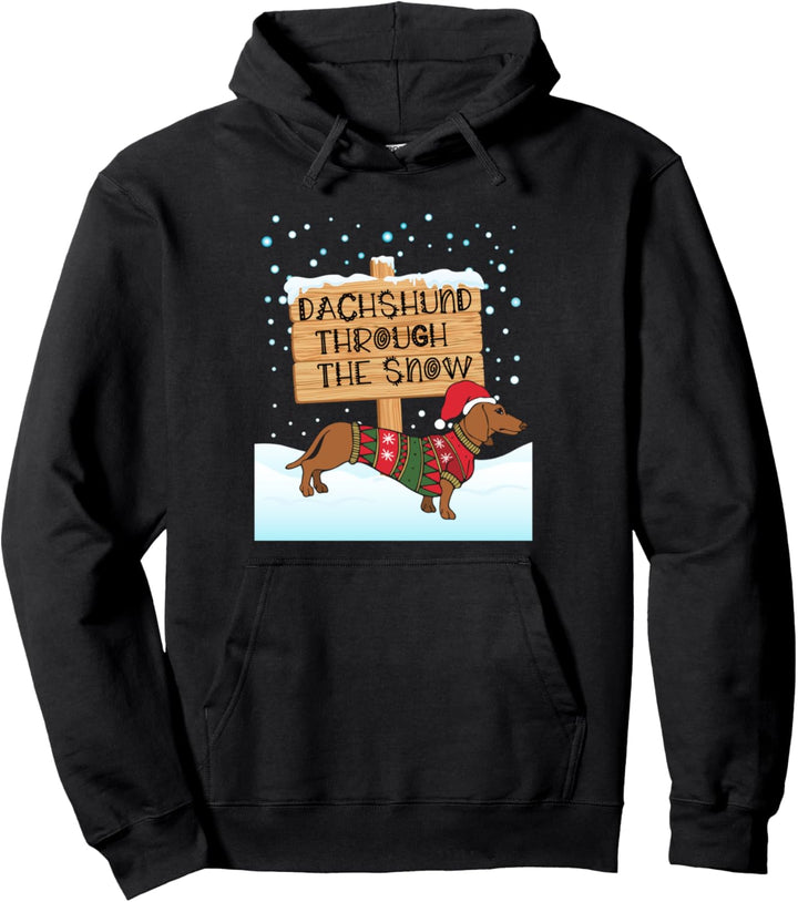Dackel Weihnachten durch den Schnee Weihnachten Hund Pullover Hoodie