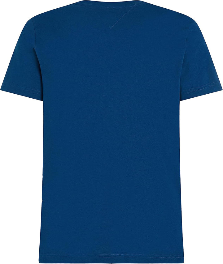 Tommy Hilfiger Herren T-Shirt Kurzarm Tommy Logo Rundhalsausschnitt S Blau (Deep Indigo), S Blau (De