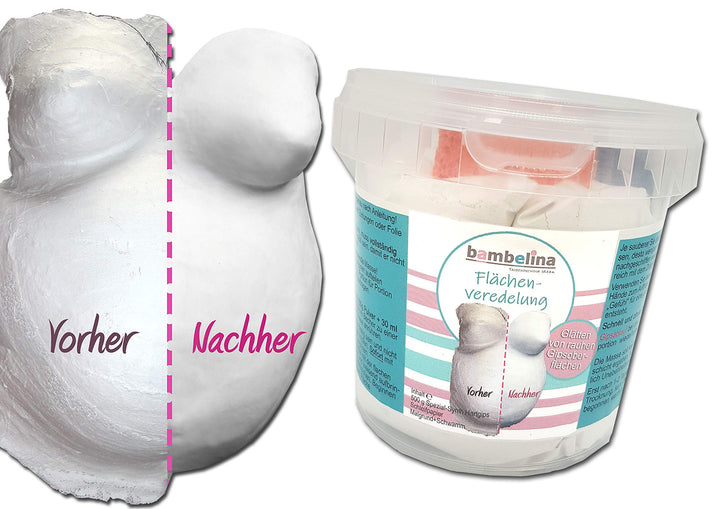bambelina® Flächenveredelung Set für einen Babybauch Gipsabdruck, zur Glättung von rauhen Gipsoberfl