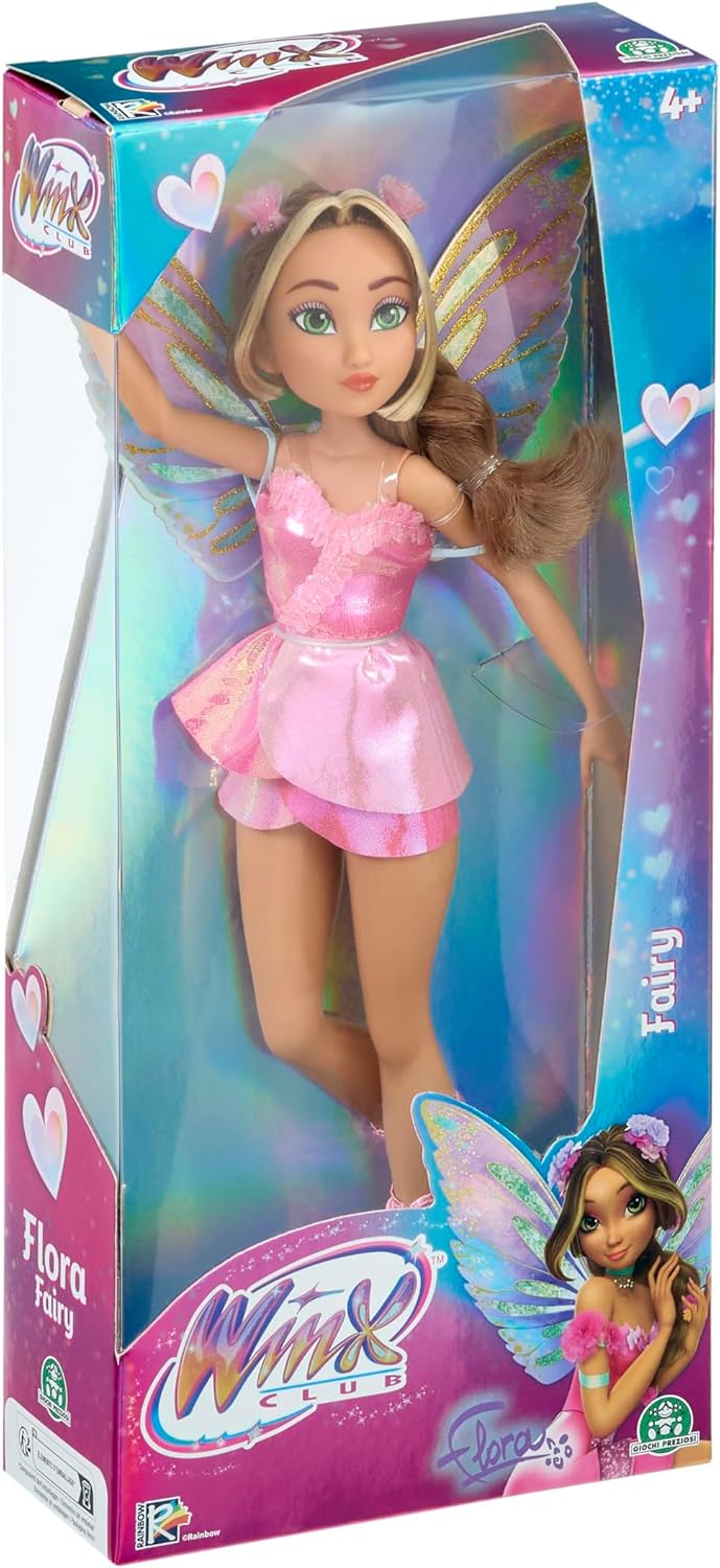 Winx Club Fairy Doll – Flora with Glitter Wings & Articulated Joints – Magical Fairy Transformation