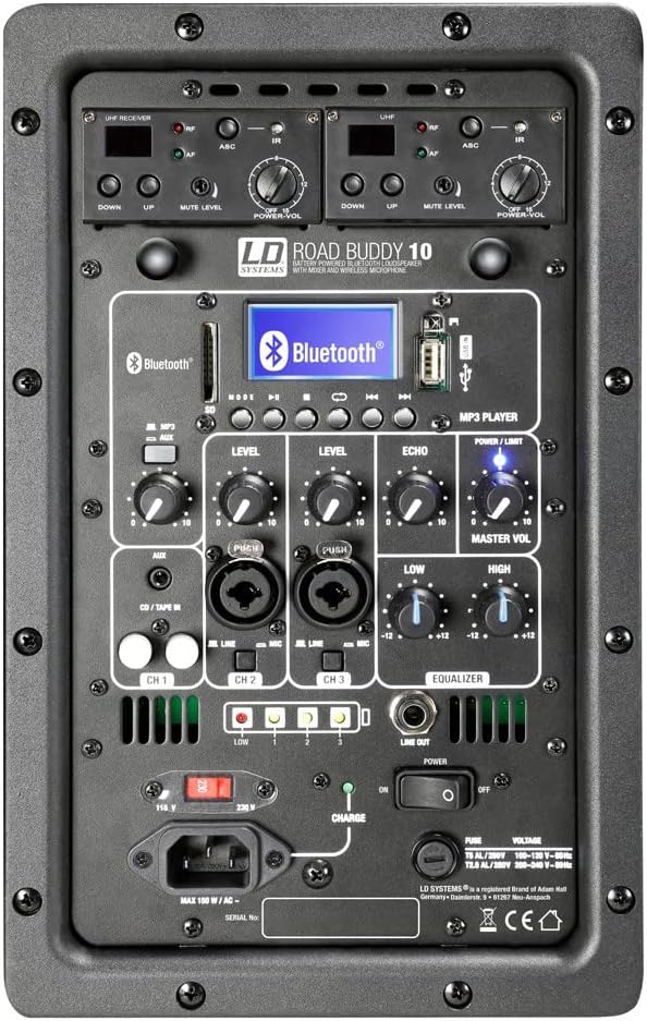 LD Systems Akkubetriebener Bluetooth-Lautsprecher mit Mixer, Funkmikrofon, Bodypack und Headset 655