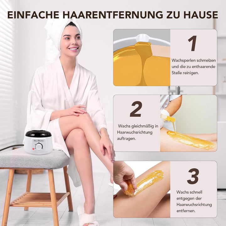 Waxing set, Professionell Wachswärmer Wachs Haarentfernung mit 500g Wax Warmer mit Wachsperlen, Waxi