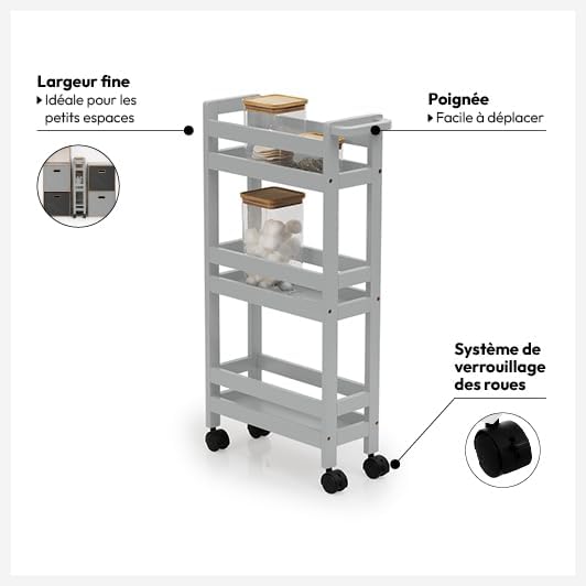 5five - servierwagen mit Rollen 3 Ebenen colorama betongrau