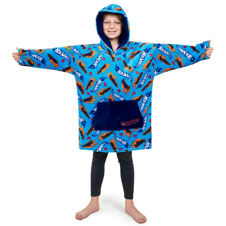 Hot Wheels Übergrosse Kapuzenpullover Kinder Jungen und Mädchen Oversized Hoodie Blanket