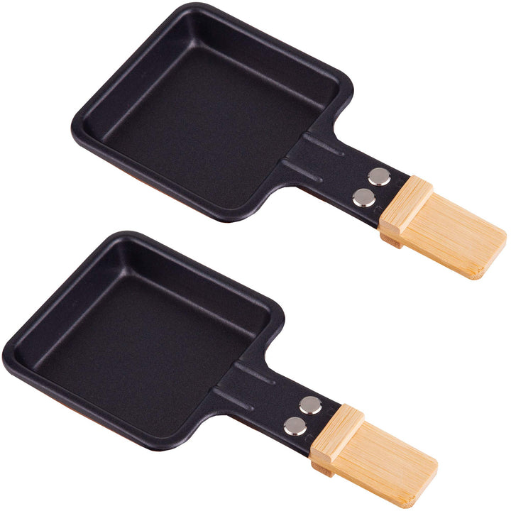 Syntrox Germany Raclette Grill Pfännchen viereckig mit Bambusgriff (2)