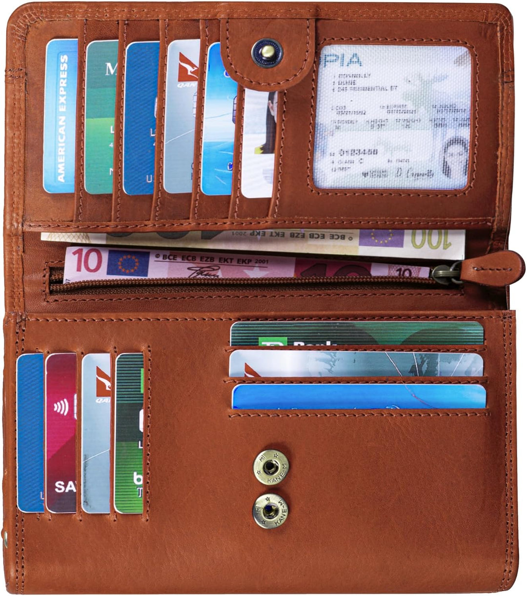 Benthill Portemonnaie Leder Gross - Geldbörse mit RFID Schutz - Geldbeutel aus echtem Rindsleder mit