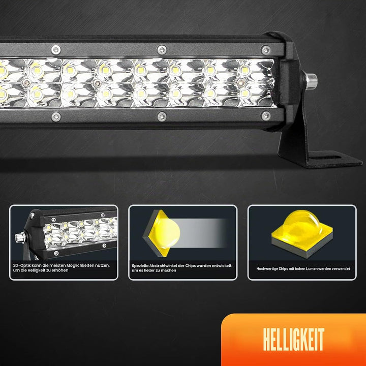 Willpower Led Arbeitsscheinwerfer Bar Traktor 15 Zoll 108W + Magnet Halterungen + Kabelbaum Led Sche