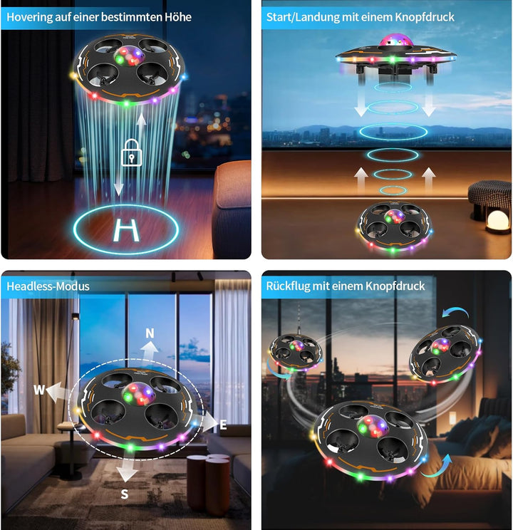 Charmofun Mini Drohne für Kinder, Drohne Kinder für Anfänger UFO 360°, RC Flugzeug Spielzeug Drone m