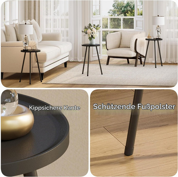 Kleiner Tisch Runder Beistelltisch LET520BK | Praktischer Nachttisch|Vielseitiger Blumenständer|Idea