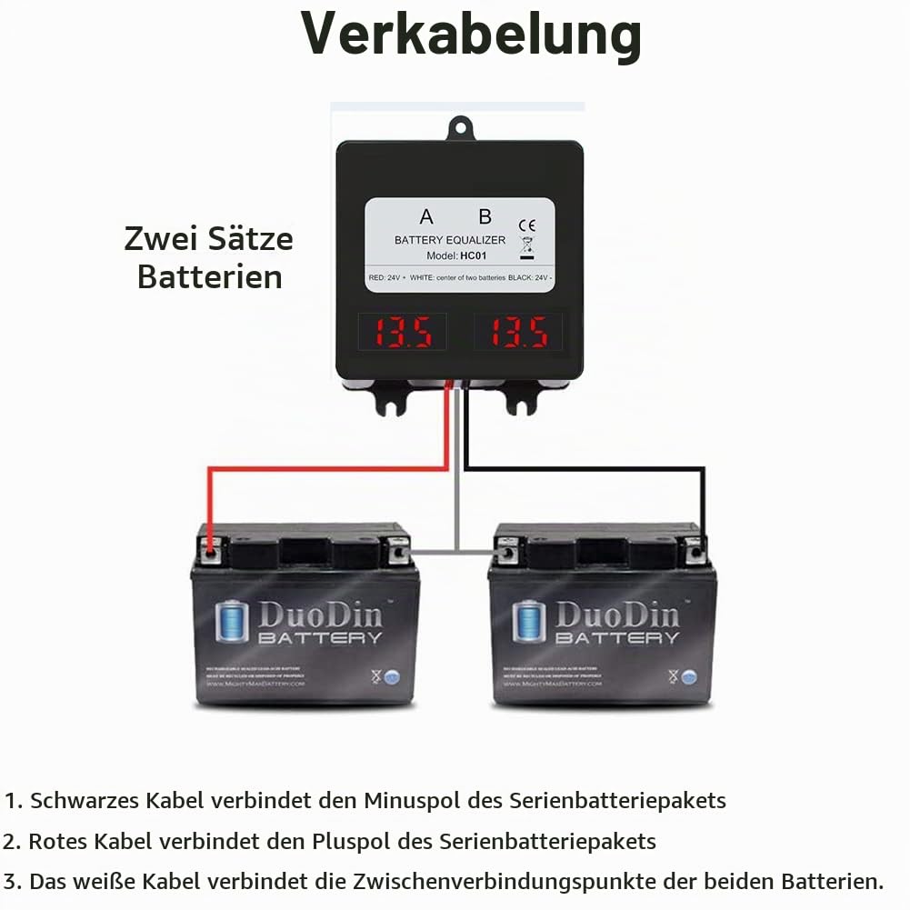 SolaMr 24V Batterie-Equalizer 2x12V Batterie Ausgleicher Battery Balancer Equalizer für Gel/Hochwass