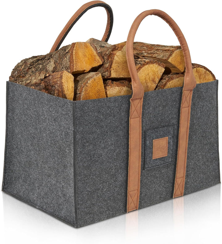 OAKAGE® Einkaufstasche Faltbar Filztasche Shopper Holzkorb für Kaminholz Gross Kaminholzkorb Filzkor
