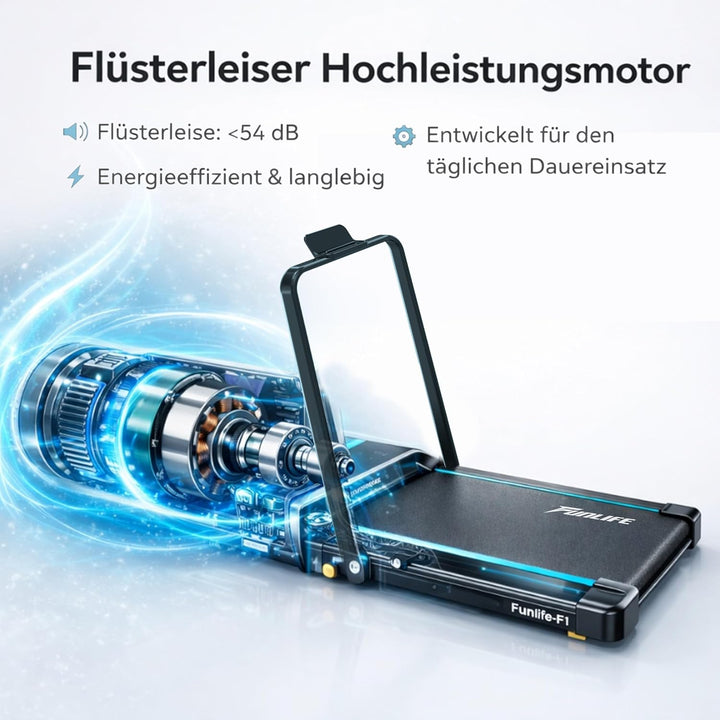 FunLife F1 Untertisch Walking Pad – 3 in 1 mini Laufband klappbar mit Haltegriff, stark, leise & kom