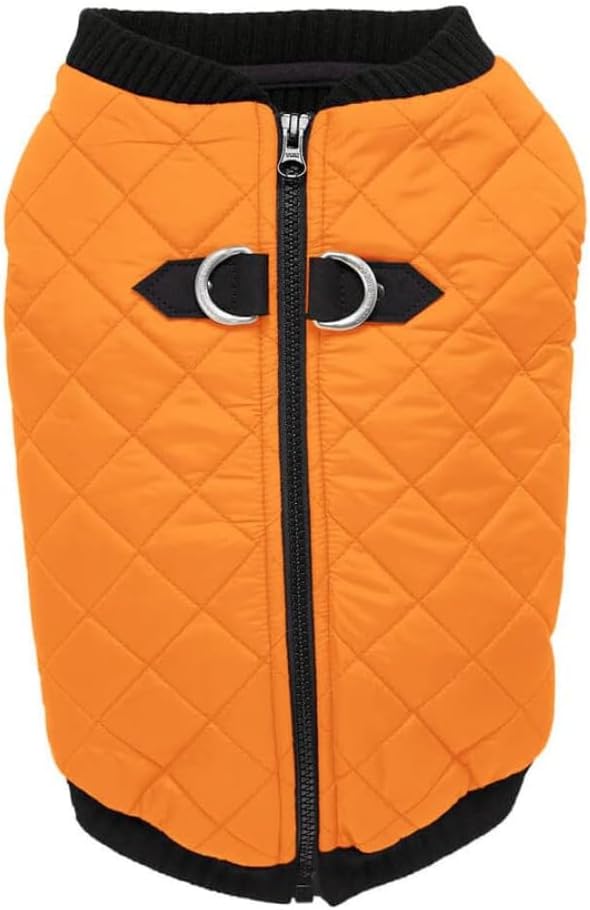 Gooby modische Hundebomberweste, gesteppt, elastischer Brustbereich, Rautenmuster Medium chest (~14"