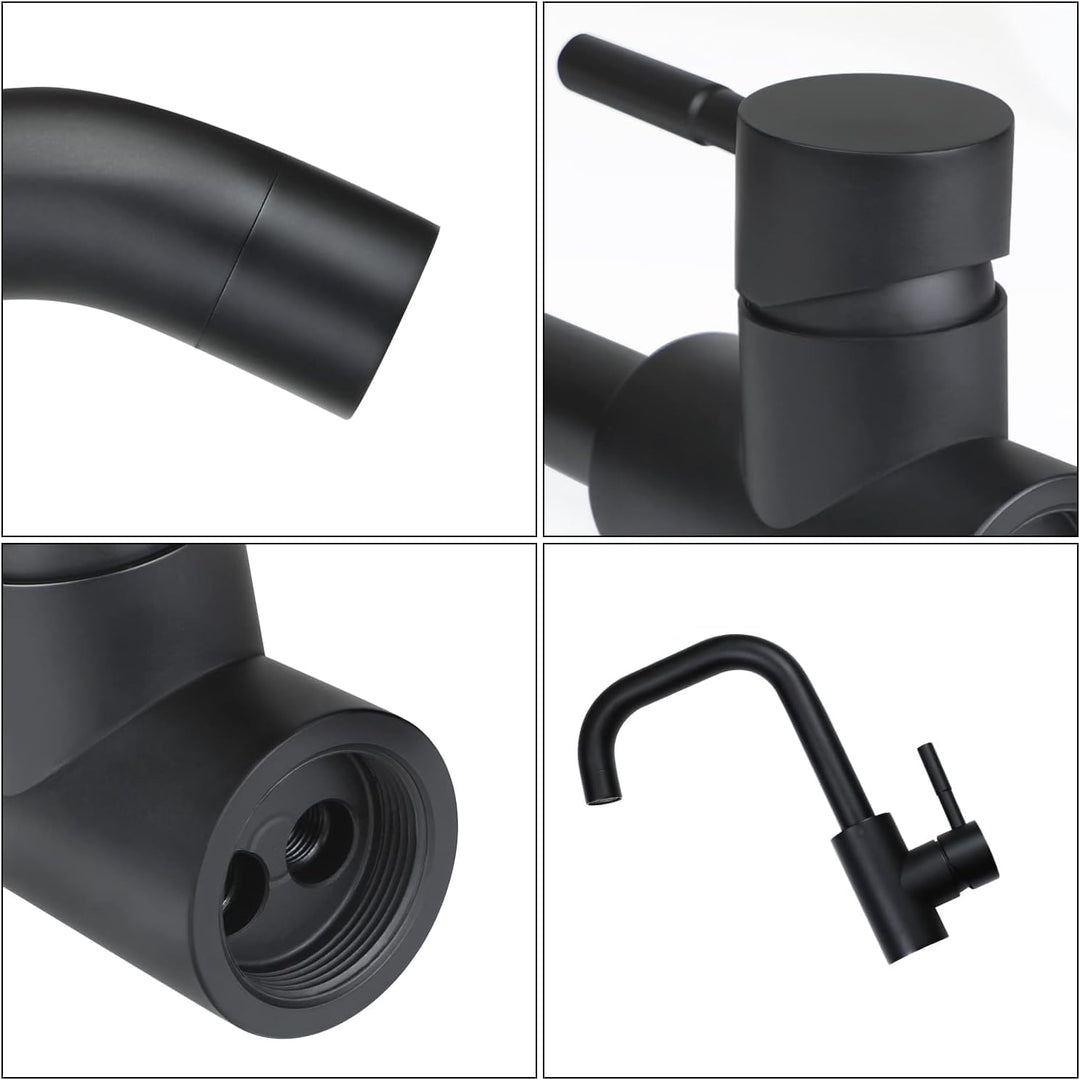 Wasserhahn Bad Waschtischarmatur Waschbecken - Schwarz Matt Armatur 360°Drehbar Kalt Warmwasserhahn
